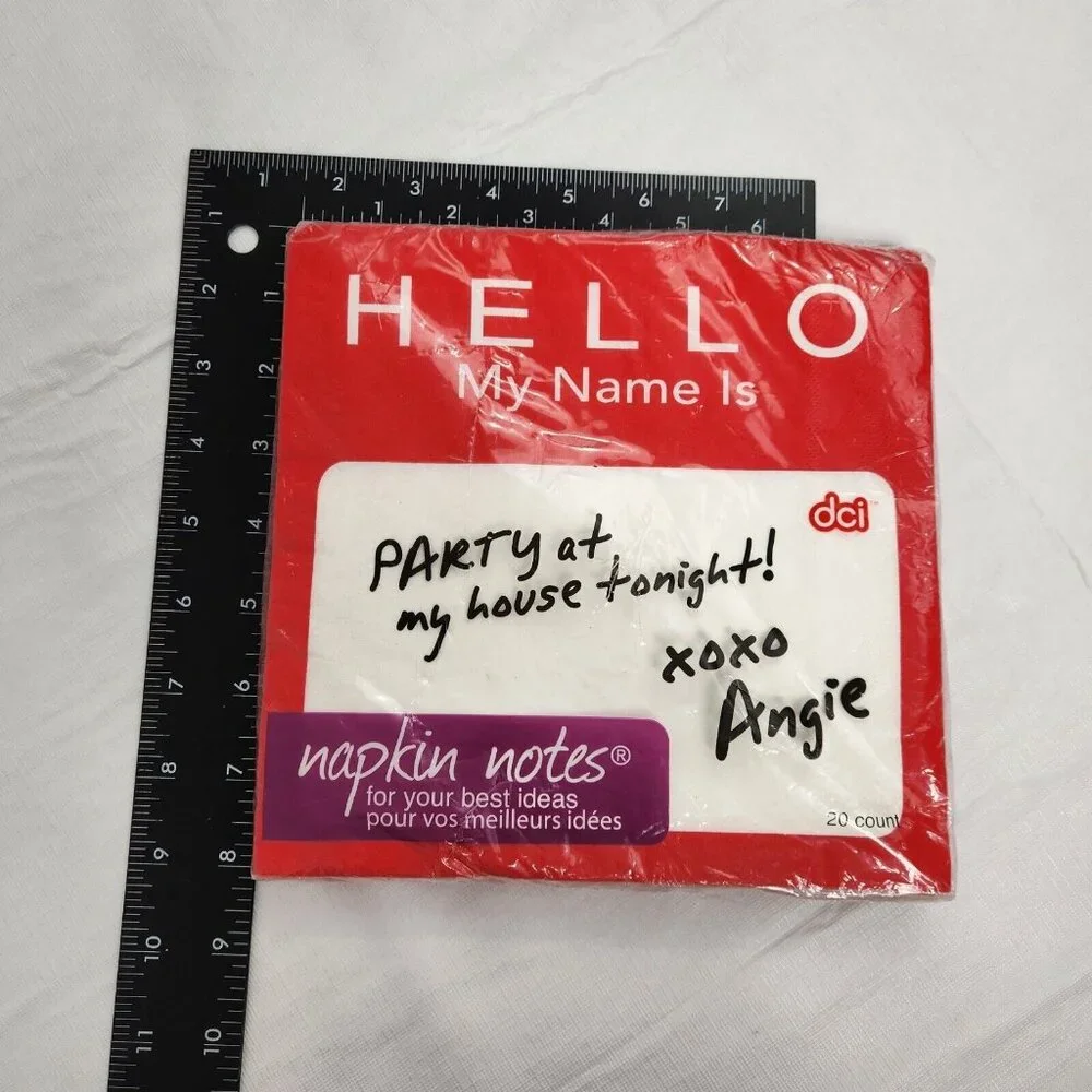 Hello My Name Is Napkins Party Notes 20 Count Red White
